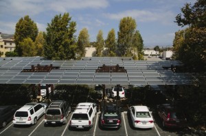 LOS ANGELES, CALIFORNIA - SEPTEMBER 19: Solar panels cover the employee parking lot on the Patagonia corporate headquarters campus in Ventura, California on Friday, September 19, 2014. Credit: David Walter Banks/For The Washington Post
