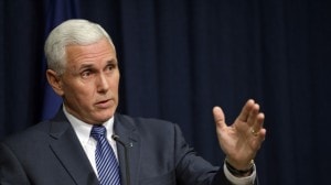 Indiana Gov. Mike Pence holds a news conference at the Statehouse in Indianapolis, Thursday, March 26, 2015.  Pence has signed into law a religious objections bill that some convention organizers and business leaders have opposed amid concern it could allow discrimination against gay people.  Credit: AP Michael Conroy