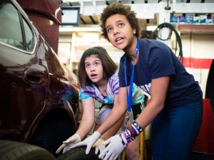 Eighth grade students from Oyster-Adams Bilingual School learn auto mechanics in Washington D.C.