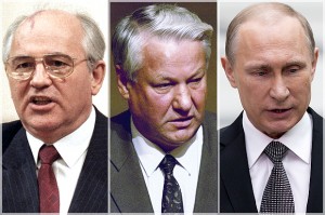 Mikhail Gorbachev, Boris Yeltsin, Vladimir Putin  Credit: AP/Boris Yurchenko/Alexander Zemlianichenko