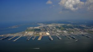 Naval Station Norfolk may experience as much as six feet of relative sea-level rise by the end of the century. Defense officials are beginning to work with nearby city governments to ensure vital infrastructure is protected. Credit: US Navy 